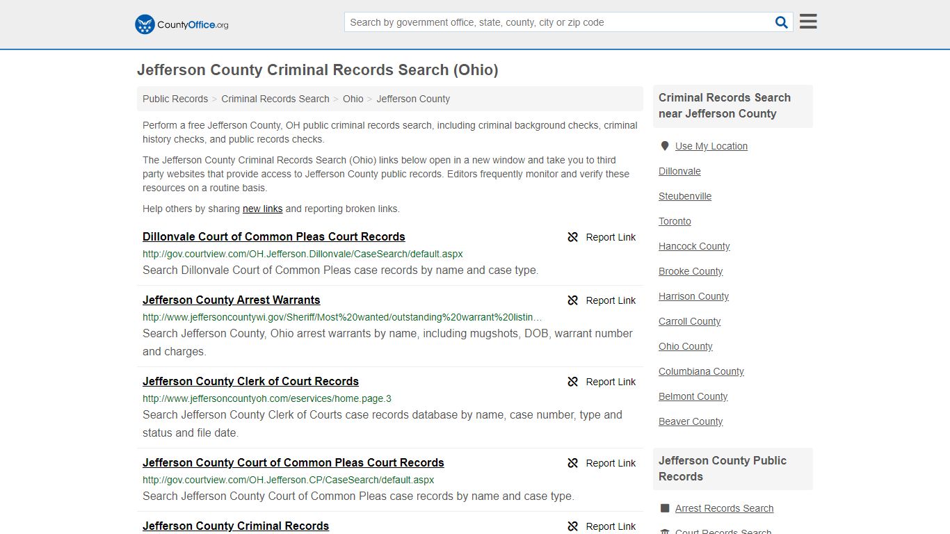 Jefferson County Criminal Records Search (Ohio)